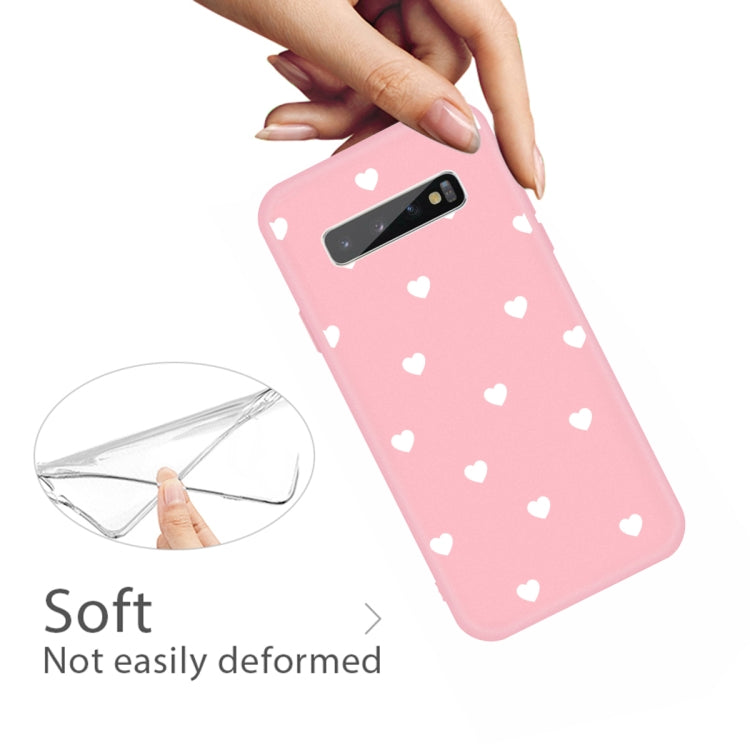 For Galaxy S10+ Multi Love Heart Pattern Frosted TPU Protective Case