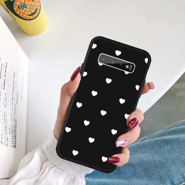 For Galaxy S10+ Multi Love Heart Pattern Frosted TPU Protective Case