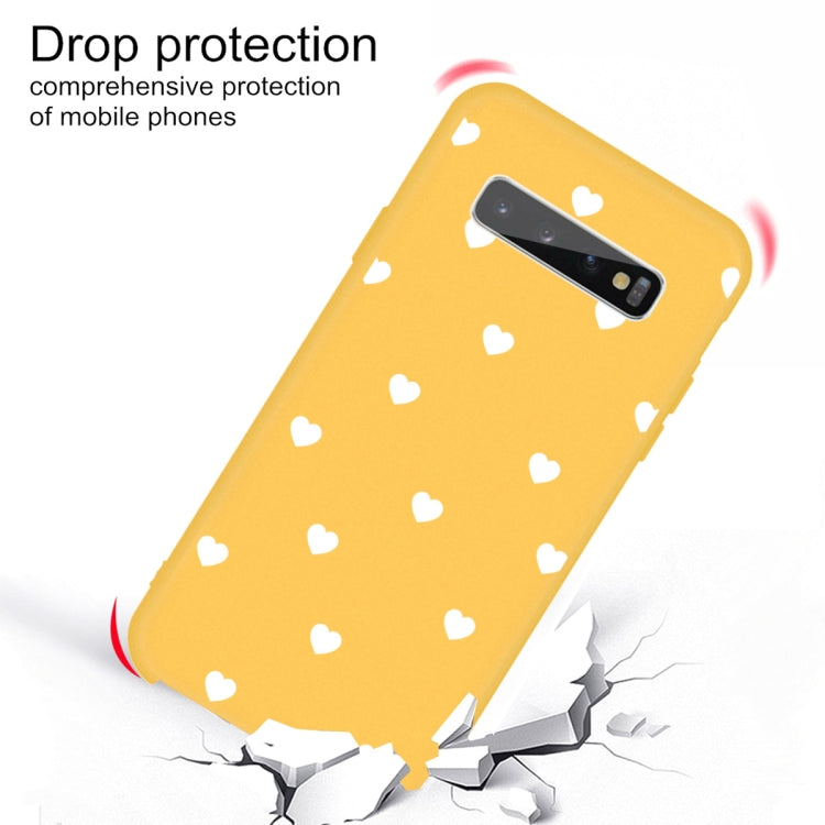 For Galaxy S10+ Multi Love Heart Pattern Frosted TPU Protective Case