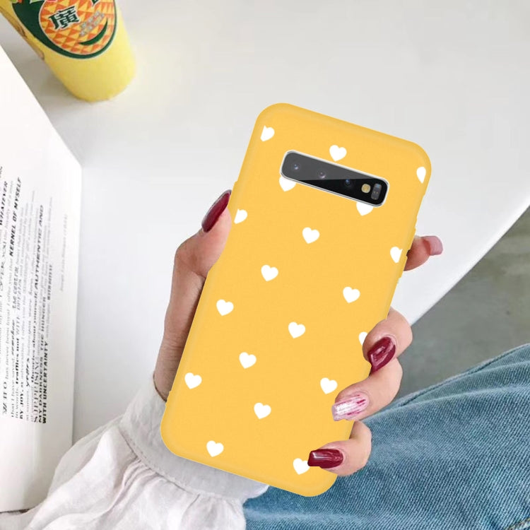 For Galaxy S10+ Multi Love Heart Pattern Frosted TPU Protective Case