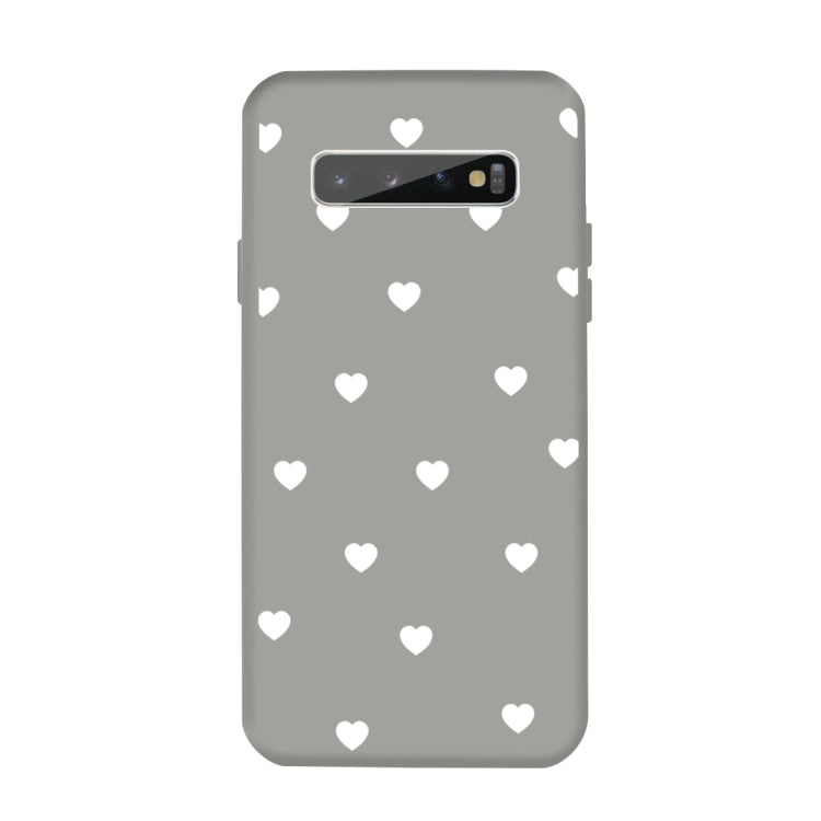 For Galaxy S10+ Multi Love Heart Pattern Frosted TPU Protective Case