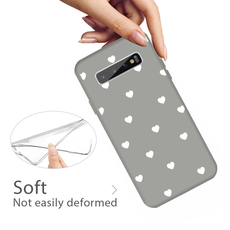 For Galaxy S10+ Multi Love Heart Pattern Frosted TPU Protective Case