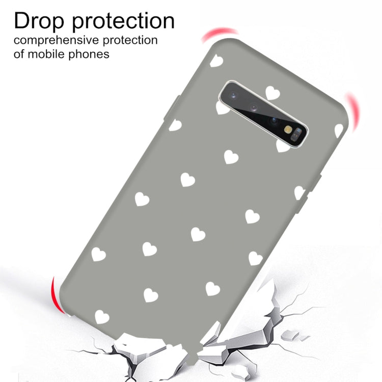 For Galaxy S10+ Multi Love Heart Pattern Frosted TPU Protective Case