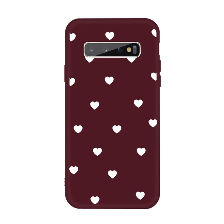 For Galaxy S10+ Multi Love Heart Pattern Frosted TPU Protective Case