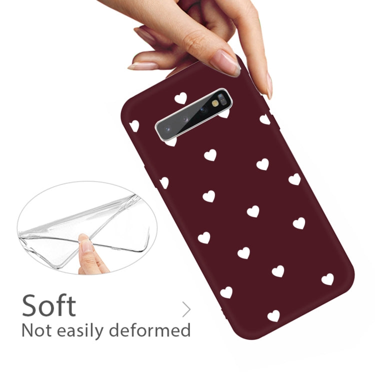 For Galaxy S10+ Multi Love Heart Pattern Frosted TPU Protective Case