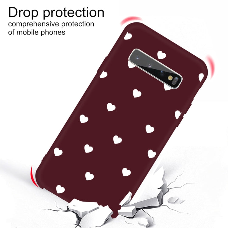 For Galaxy S10+ Multi Love Heart Pattern Frosted TPU Protective Case