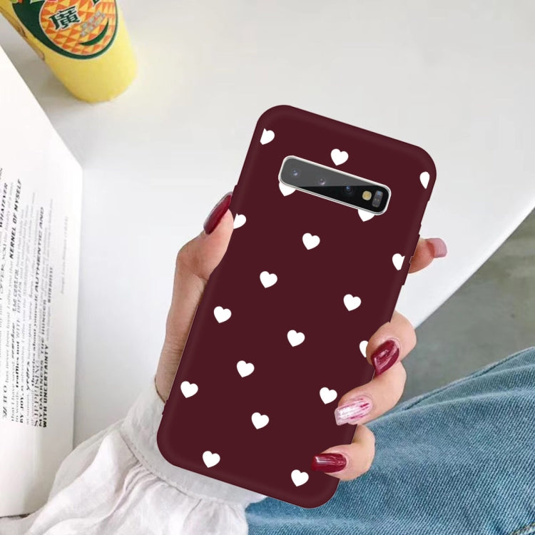 For Galaxy S10+ Multi Love Heart Pattern Frosted TPU Protective Case