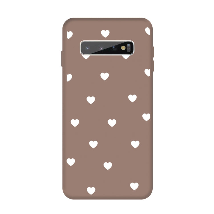 For Galaxy S10+ Multi Love Heart Pattern Frosted TPU Protective Case