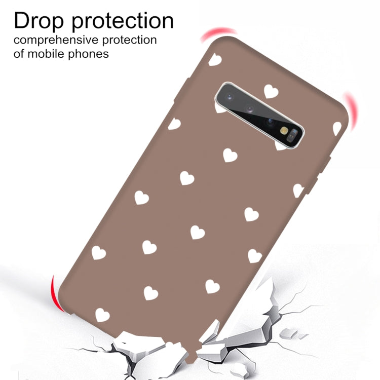 For Galaxy S10+ Multi Love Heart Pattern Frosted TPU Protective Case