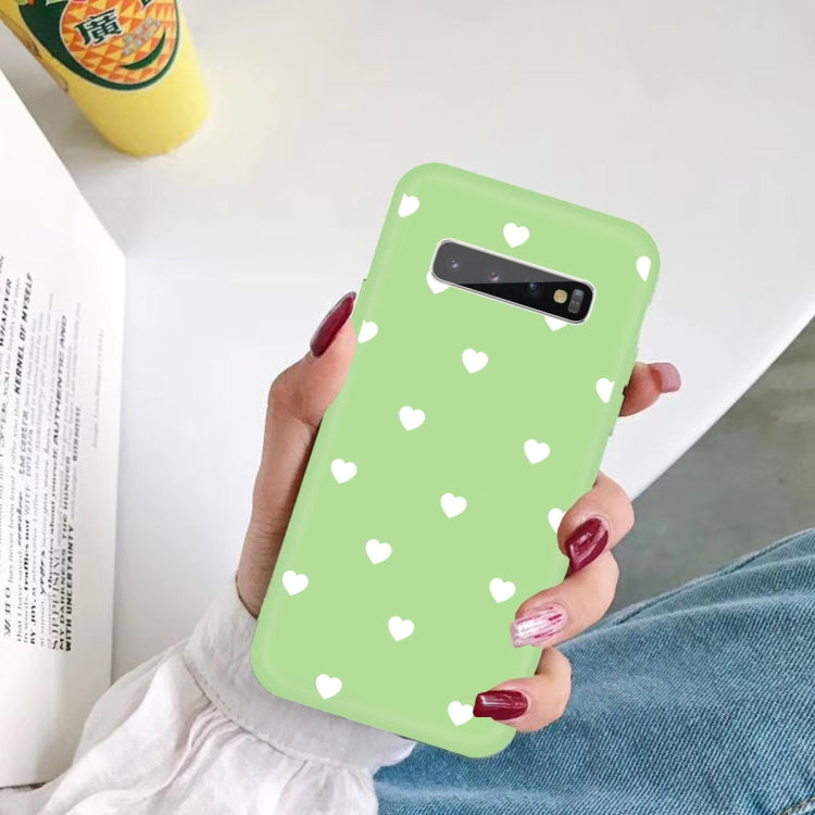 For Galaxy S10+ Multi Love Heart Pattern Frosted TPU Protective Case