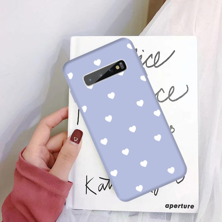 For Galaxy S10+ Multi Love Heart Pattern Frosted TPU Protective Case