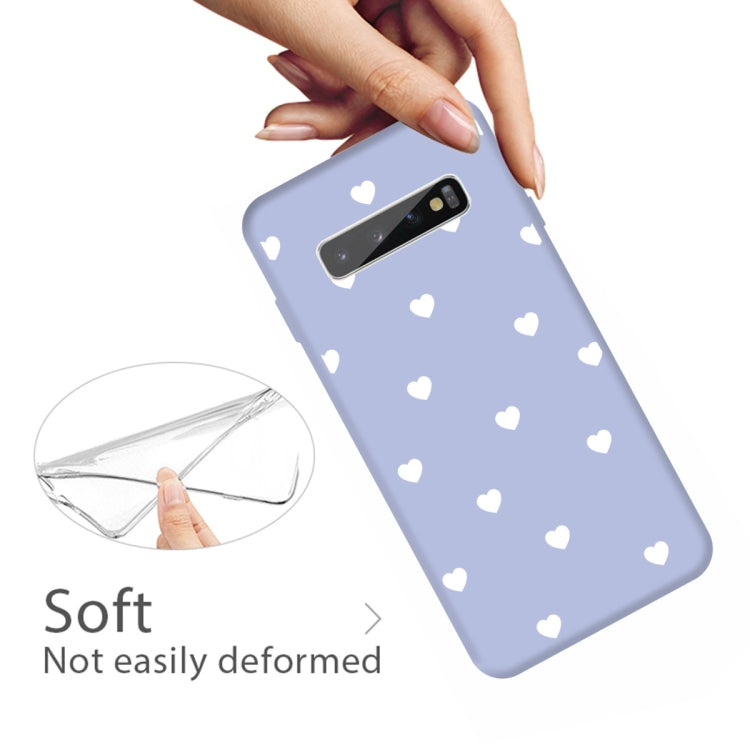 For Galaxy S10+ Multi Love Heart Pattern Frosted TPU Protective Case