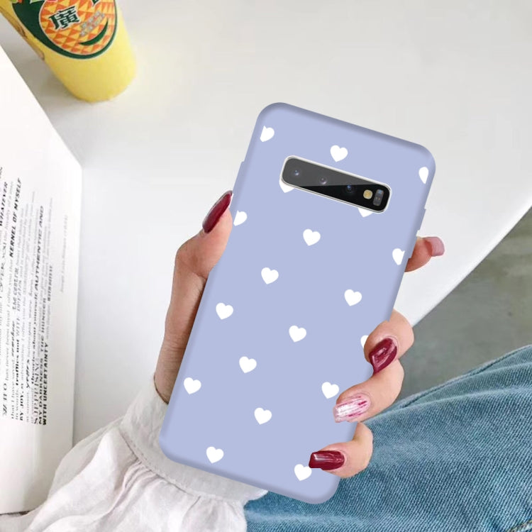 For Galaxy S10+ Multi Love Heart Pattern Frosted TPU Protective Case