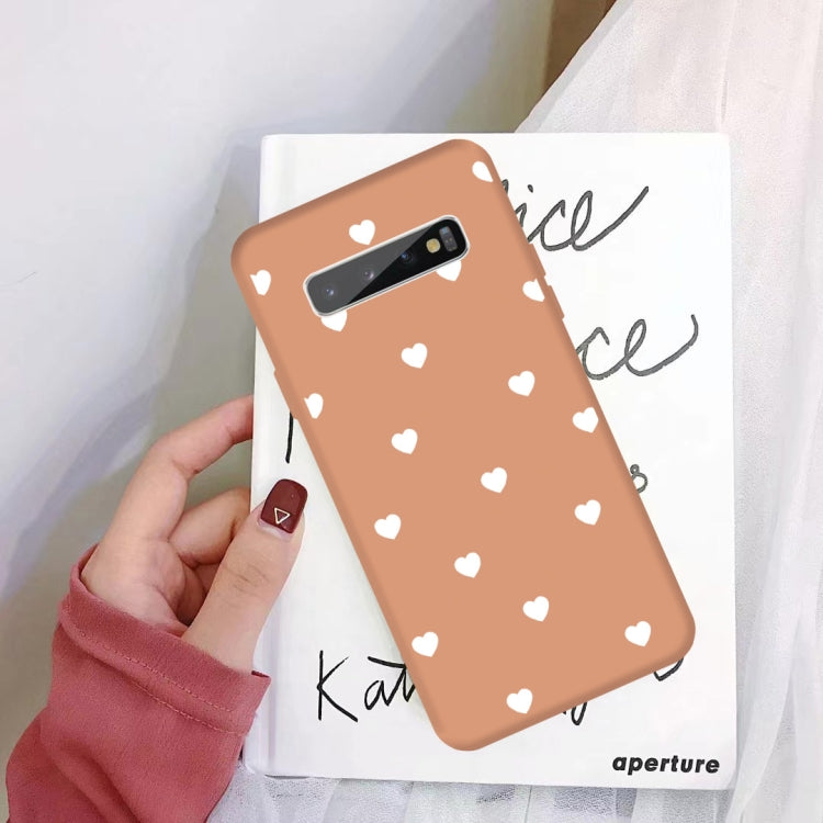 For Galaxy S10+ Multi Love Heart Pattern Frosted TPU Protective Case