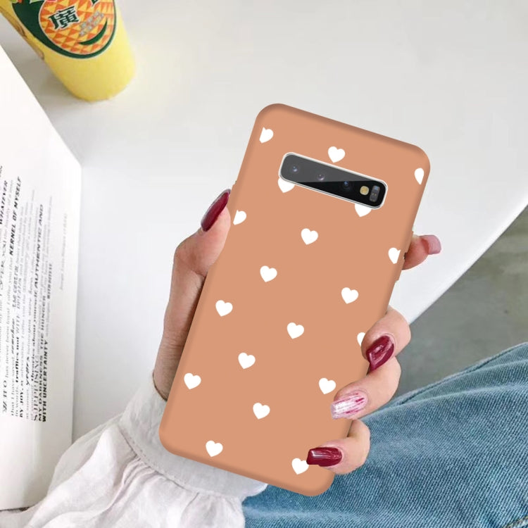 For Galaxy S10+ Multi Love Heart Pattern Frosted TPU Protective Case