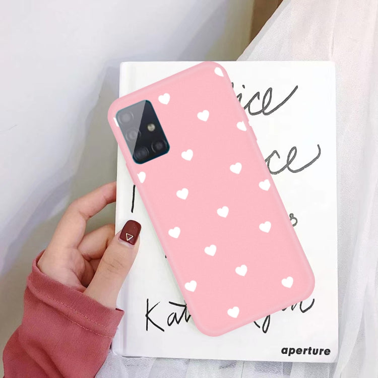 For Galaxy A71 Multi Love Heart Pattern Frosted TPU Protective Case