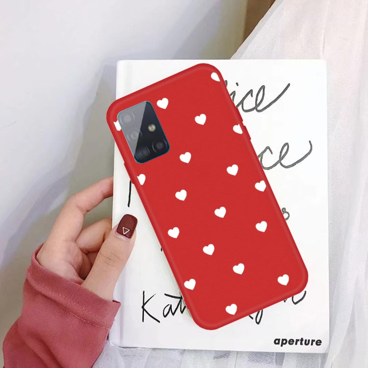 For Galaxy A51 Multi Love Heart Pattern Frosted TPU Protective Case