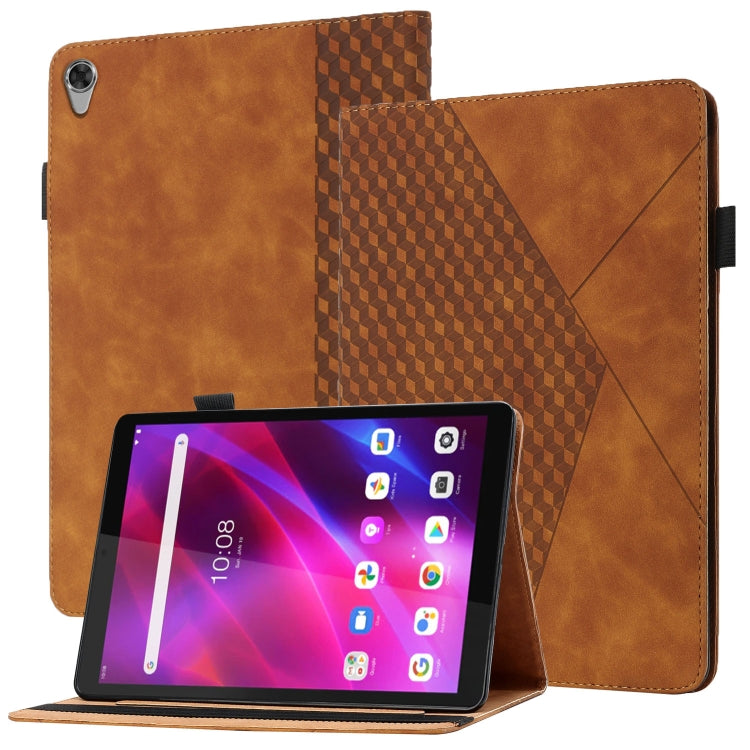 For Lenovo Tab M8 (3rd Gen) Rhombus Skin Feel Flip Tablet Leather Case