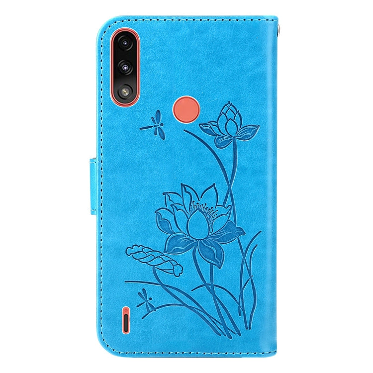 For Motorola Moto E7i Power / E7 Power Lotus Embossed Leather Phone Case
