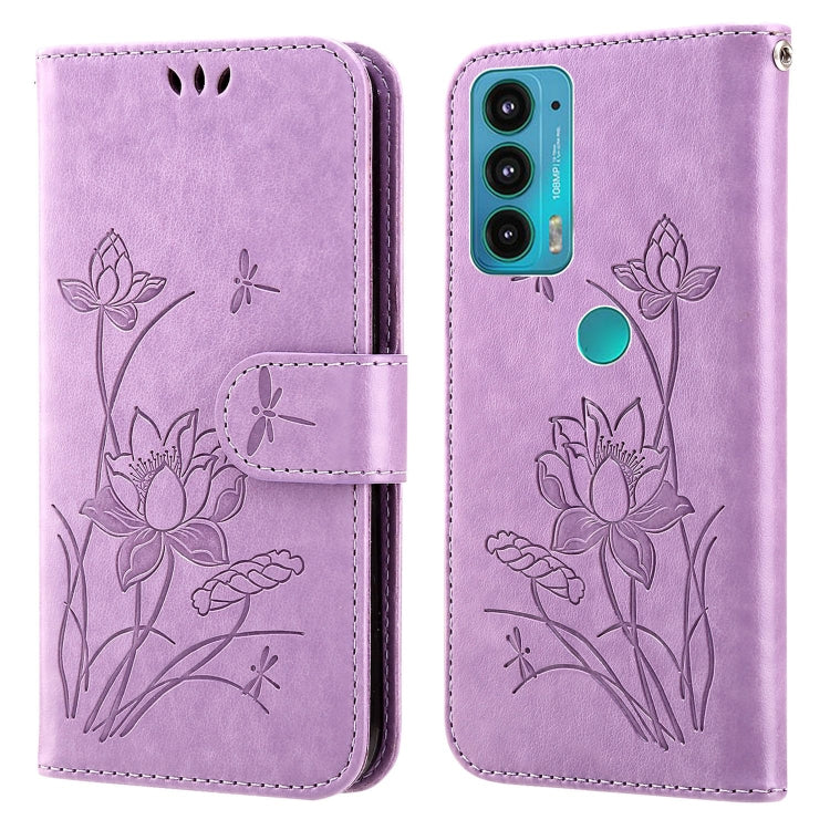 For Motorola Moto E20 / E30 / E40 Lotus Embossed Leather Phone Case