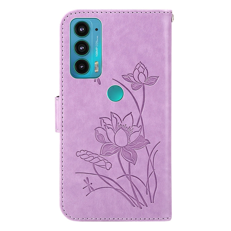 For Motorola Moto E20 / E30 / E40 Lotus Embossed Leather Phone Case