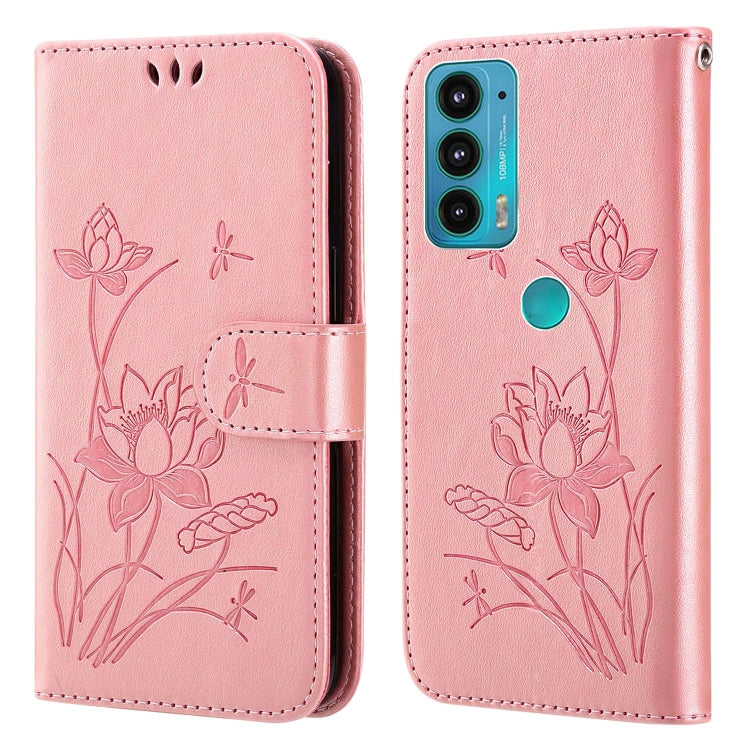 For Motorola Moto E20 / E30 / E40 Lotus Embossed Leather Phone Case
