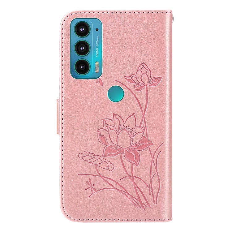 For Motorola Moto E20 / E30 / E40 Lotus Embossed Leather Phone Case