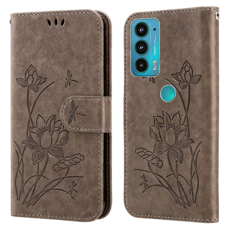 For Motorola Moto E20 / E30 / E40 Lotus Embossed Leather Phone Case