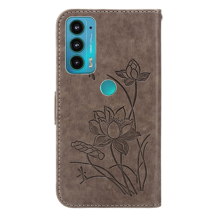 For Motorola Moto E20 / E30 / E40 Lotus Embossed Leather Phone Case