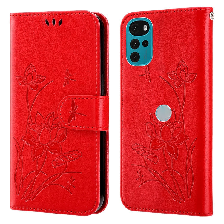 For Motorola Moto G22 Lotus Embossed Leather Phone Case