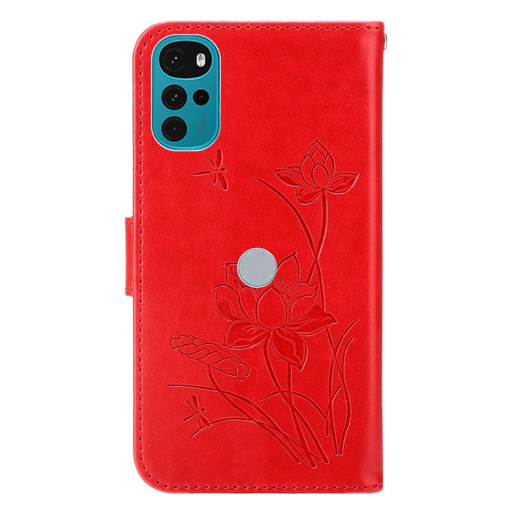For Motorola Moto G22 Lotus Embossed Leather Phone Case