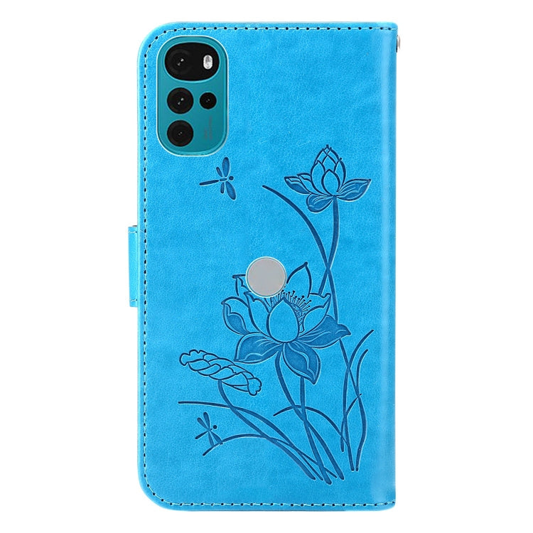 For Motorola Moto G22 Lotus Embossed Leather Phone Case