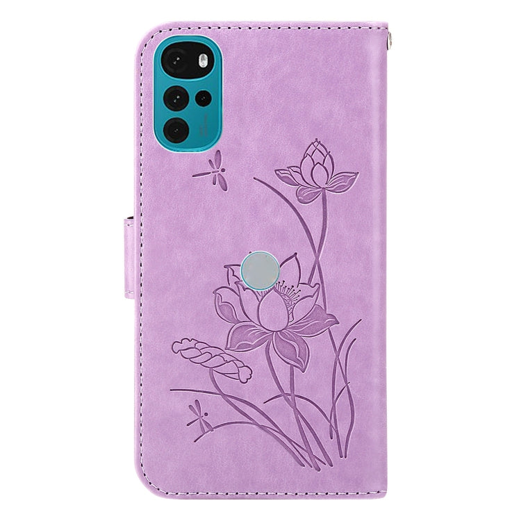 For Motorola Moto G22 Lotus Embossed Leather Phone Case