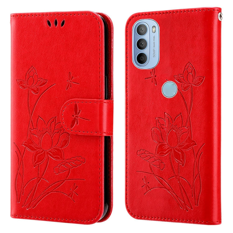 For Motorola Moto G31 / G41 Lotus Embossed Leather Phone Case