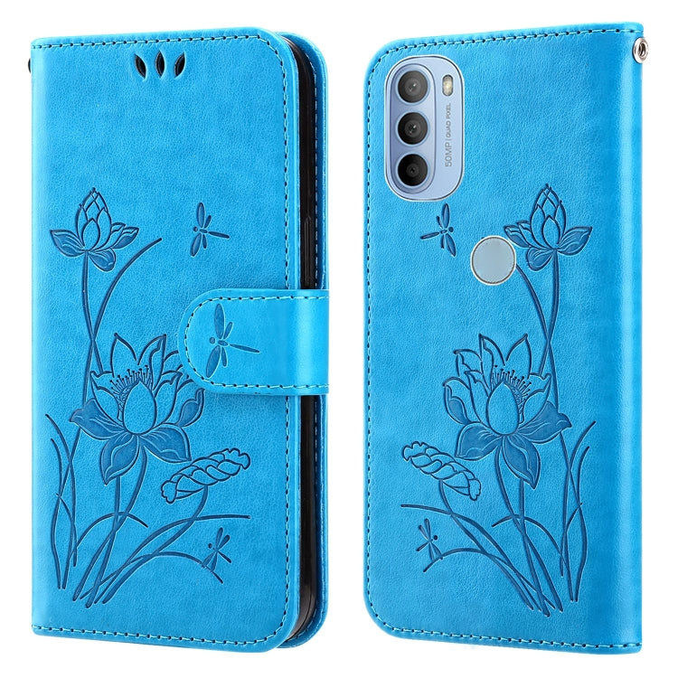 For Motorola Moto G31 / G41 Lotus Embossed Leather Phone Case