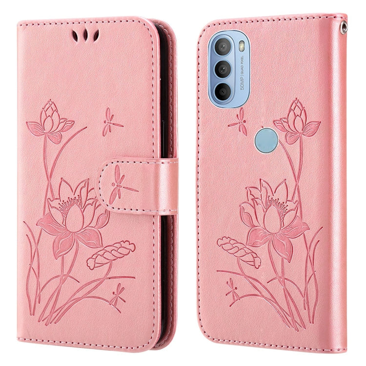For Motorola Moto G31 / G41 Lotus Embossed Leather Phone Case