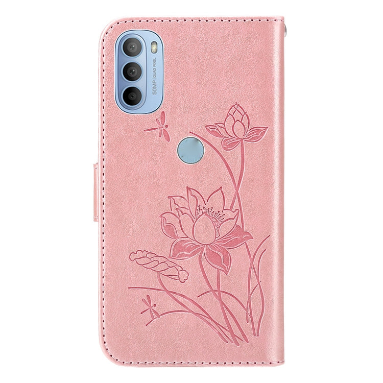 For Motorola Moto G31 / G41 Lotus Embossed Leather Phone Case