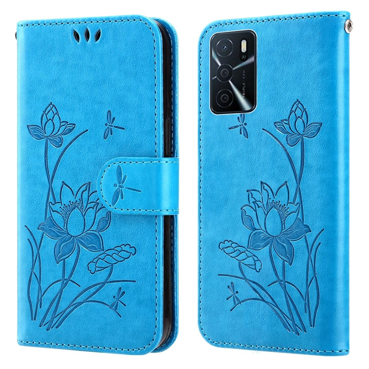 For OPPO A16 Lotus Embossed Leather Phone Case