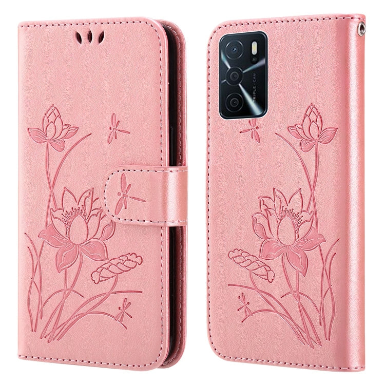 For OPPO A16 Lotus Embossed Leather Phone Case