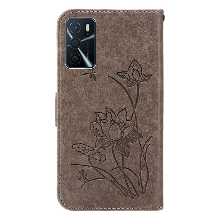 For OPPO A16 Lotus Embossed Leather Phone Case