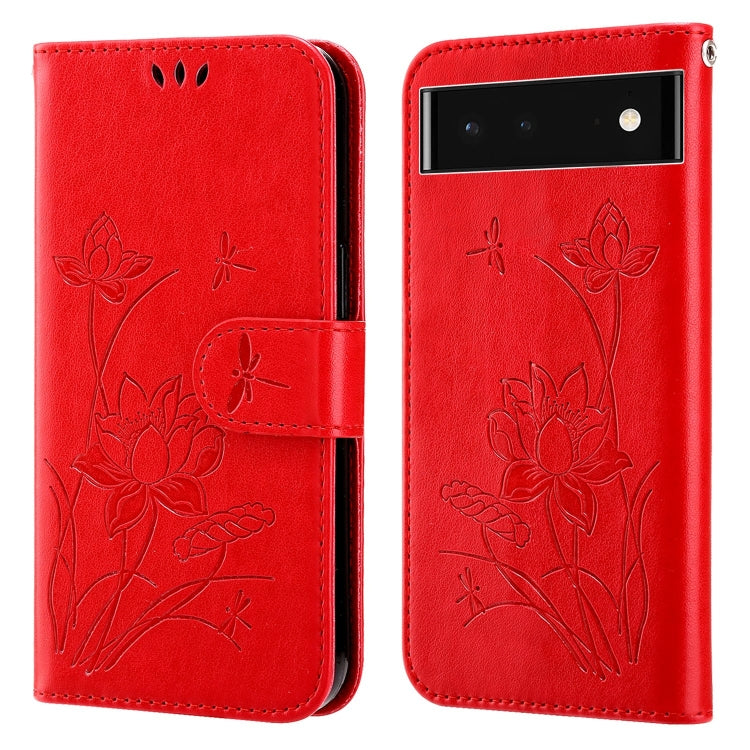 For Google Pixel 6 Lotus Embossed Leather Phone Case