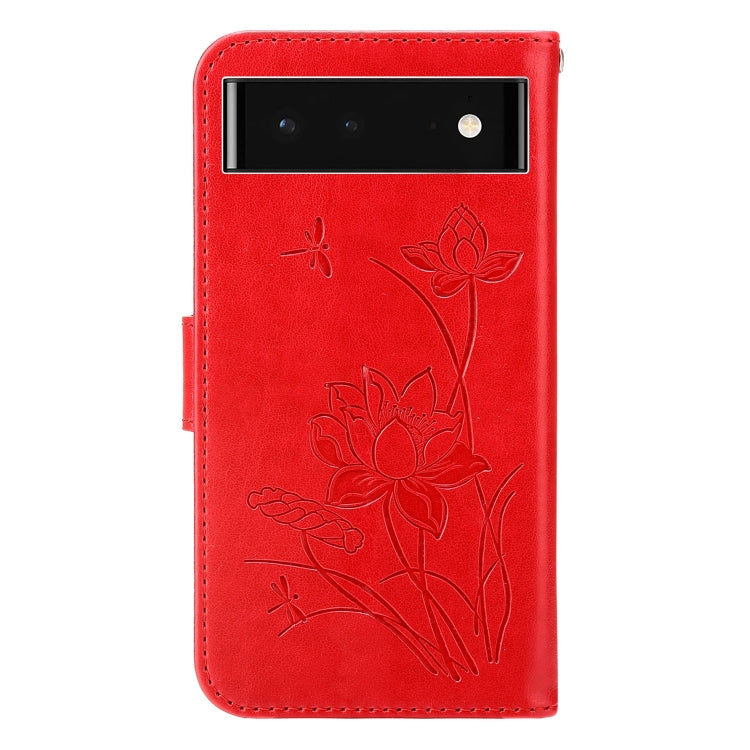 For Google Pixel 6 Lotus Embossed Leather Phone Case