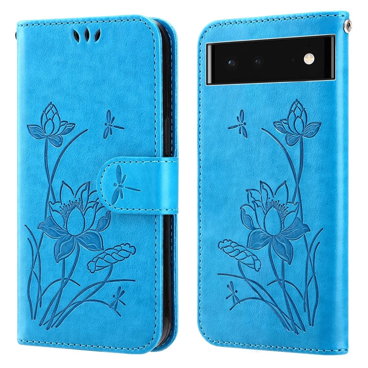 For Google Pixel 6 Lotus Embossed Leather Phone Case