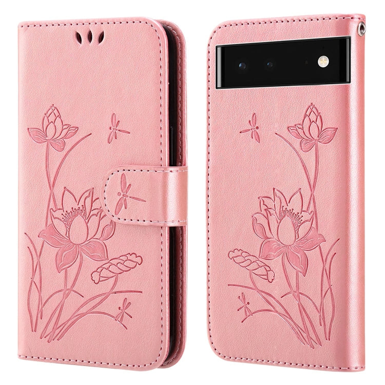 For Google Pixel 6 Pro Lotus Embossed Leather Phone Case