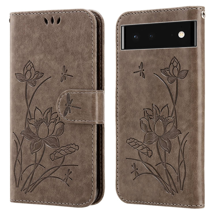 For Google Pixel 6 Pro Lotus Embossed Leather Phone Case