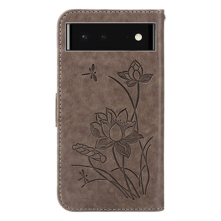 For Google Pixel 6 Pro Lotus Embossed Leather Phone Case