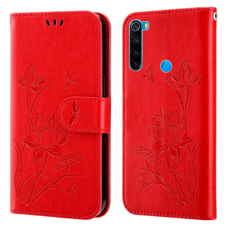 For Xiaomi Redmi Note 8 2021 Lotus Embossed Leather Phone Case