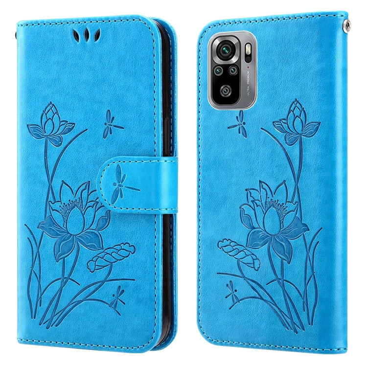For Xiaomi Redmi Note 10 4G / Note 10S Lotus Embossed Leather Phone Case