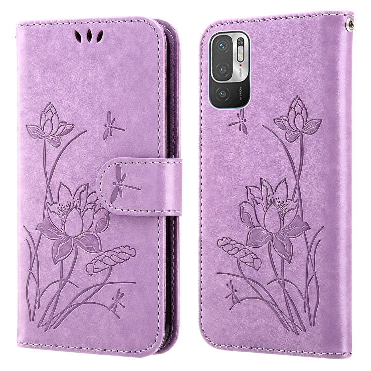 For Xiaomi Redmi Note 10 5G Lotus Embossed Leather Phone Case