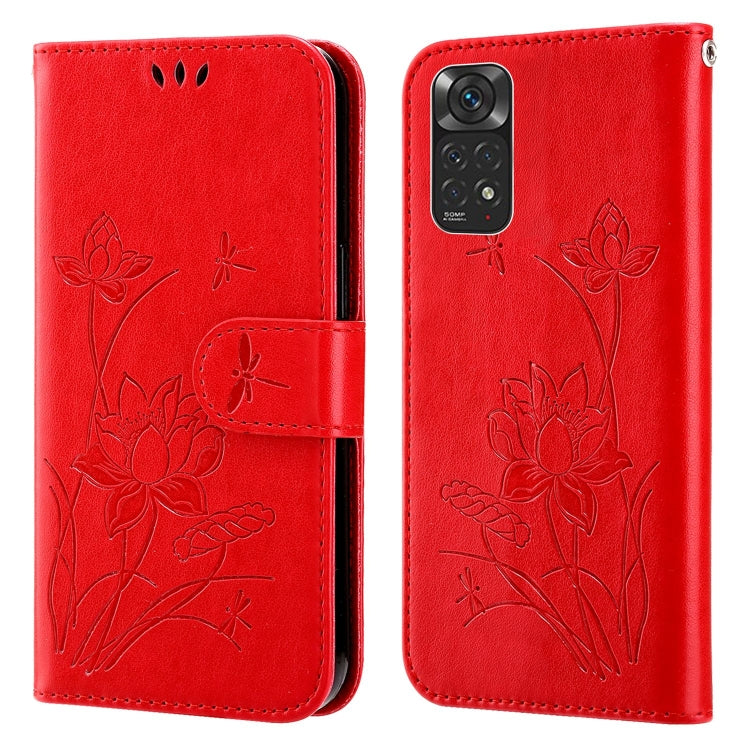 For Xiaomi Redmi Note 11 Global Lotus Embossed Leather Phone Case